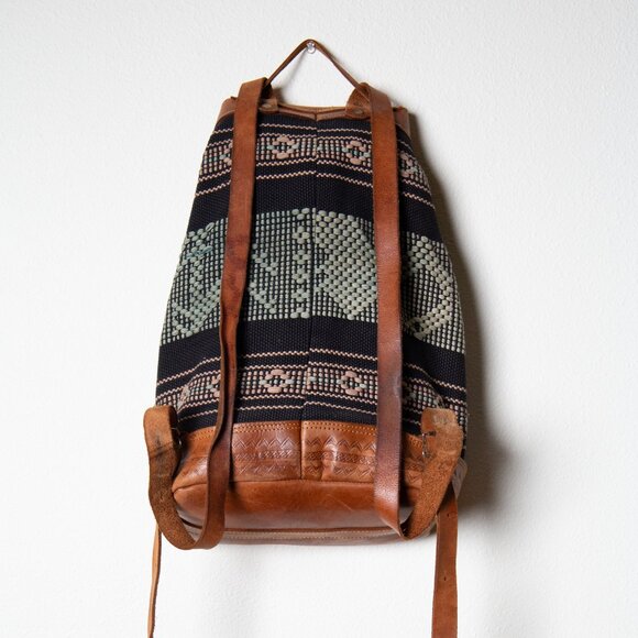 Vintage Woven & Leather Backpack main image 16